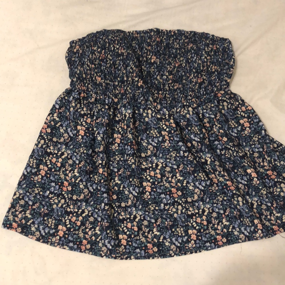 Floral Strapless Peplum Top